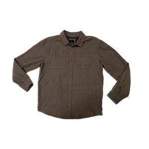 prana mens ascension shirt long sleeve button down grey brown large outdoors